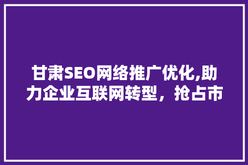 甘肃SEO网络推广优化,助力企业互联网转型，抢占市场先机  第1张
