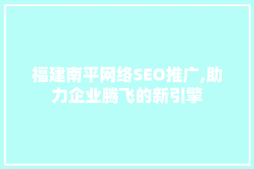 福建南平网络SEO推广,助力企业腾飞的新引擎  第1张