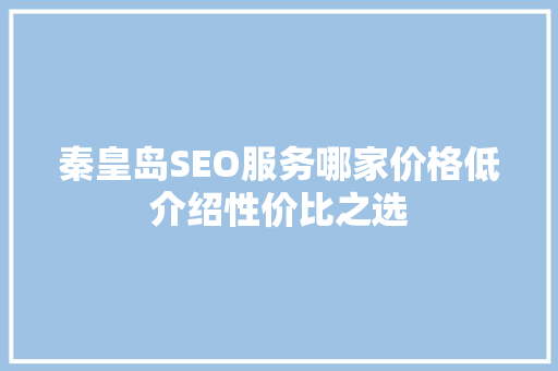 秦皇岛SEO服务哪家价格低介绍性价比之选