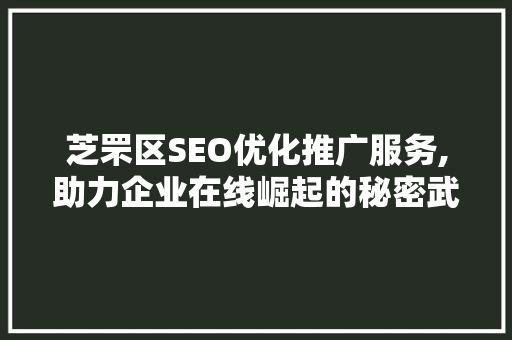 芝罘区SEO优化推广服务,助力企业在线崛起的秘密武器