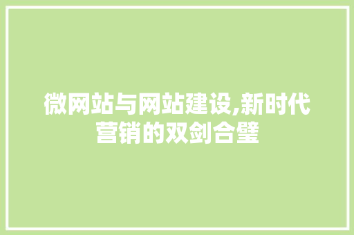 微网站与网站建设,新时代营销的双剑合璧
