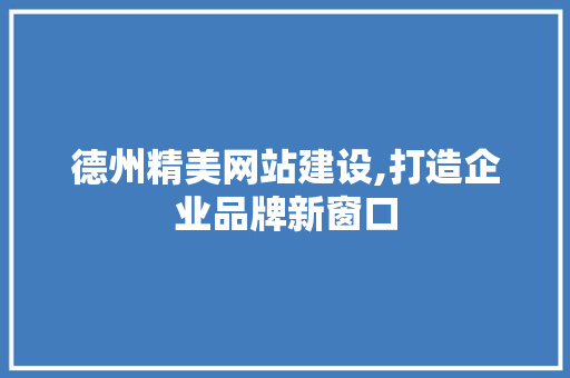 德州精美网站建设,打造企业品牌新窗口
