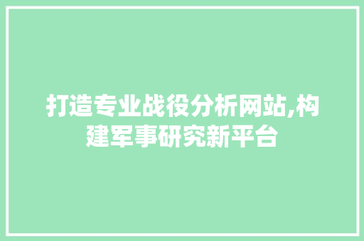 打造专业战役分析网站,构建军事研究新平台
