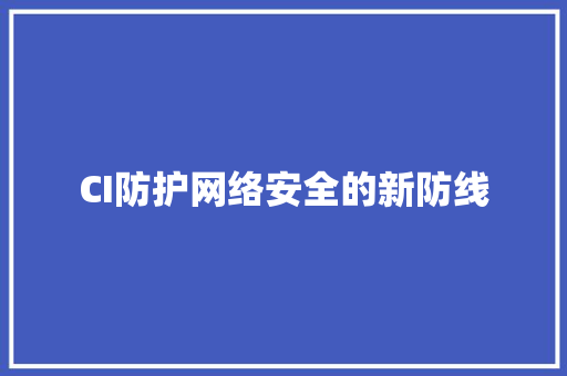 CI防护网络安全的新防线