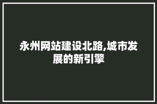 永州网站建设北路,城市发展的新引擎
