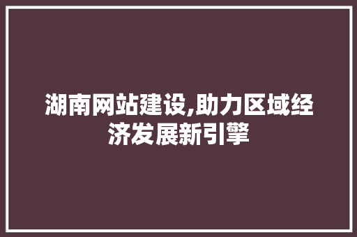 湖南网站建设,助力区域经济发展新引擎