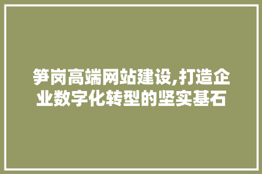 笋岗高端网站建设,打造企业数字化转型的坚实基石
