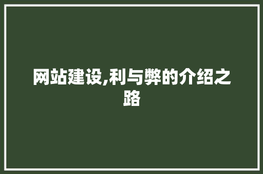 网站建设,利与弊的介绍之路