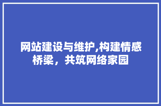 网站建设与维护,构建情感桥梁，共筑网络家园