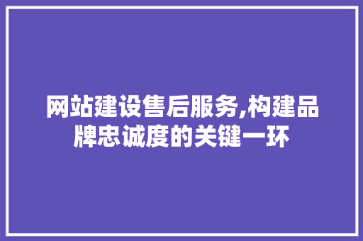 网站建设售后服务,构建品牌忠诚度的关键一环
