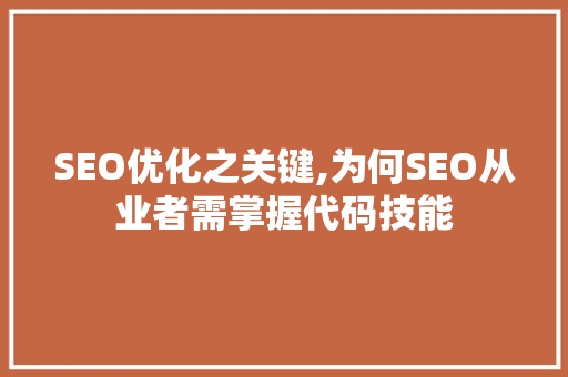 SEO优化之关键,为何SEO从业者需掌握代码技能