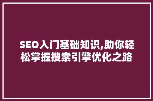 SEO入门基础知识,助你轻松掌握搜索引擎优化之路