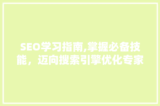 SEO学习指南,掌握必备技能，迈向搜索引擎优化专家之路