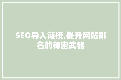 SEO导入链接,提升网站排名的秘密武器
