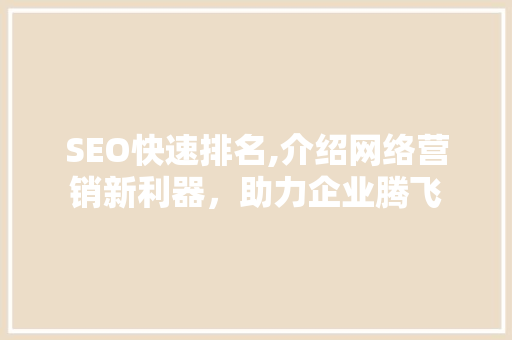 SEO快速排名,介绍网络营销新利器，助力企业腾飞