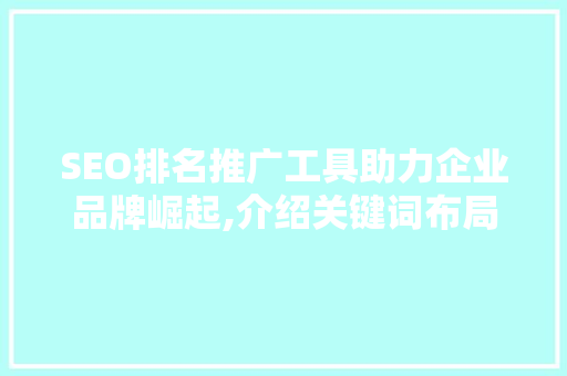 SEO排名推广工具助力企业品牌崛起,介绍关键词布局的艺术  第1张