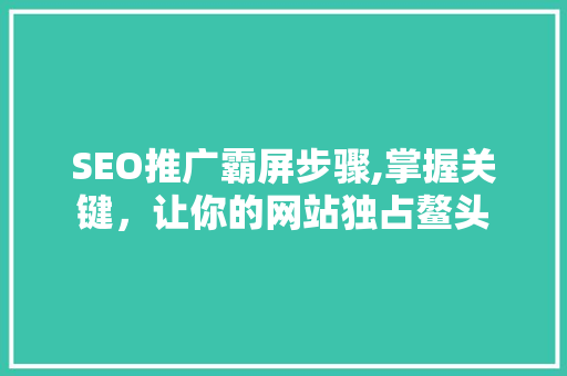 SEO推广霸屏步骤,掌握关键，让你的网站独占鳌头