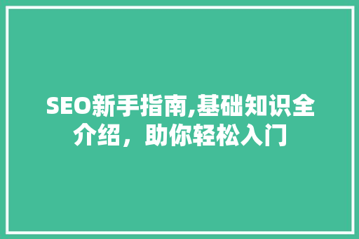 SEO新手指南,基础知识全介绍，助你轻松入门