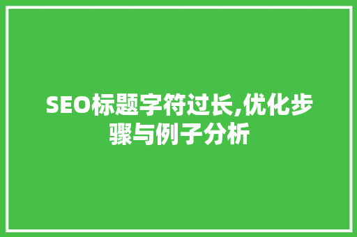 SEO标题字符过长,优化步骤与例子分析