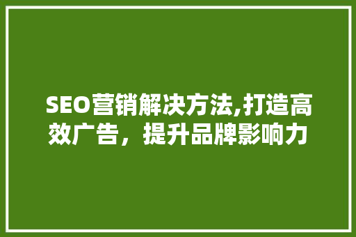 SEO营销解决方法,打造高效广告，提升品牌影响力