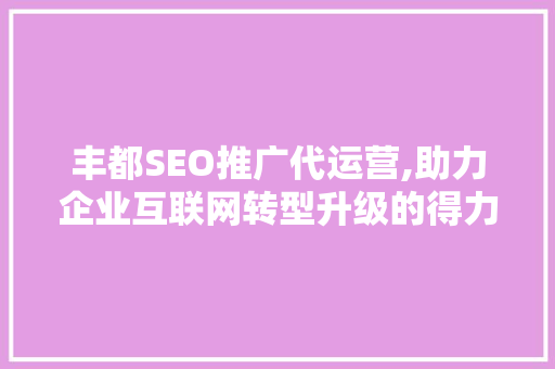 丰都SEO推广代运营,助力企业互联网转型升级的得力助手