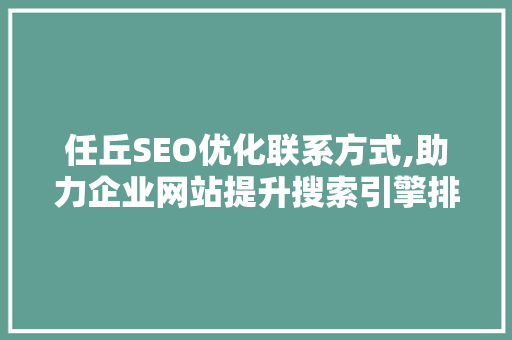 任丘SEO优化联系方式,助力企业网站提升搜索引擎排名