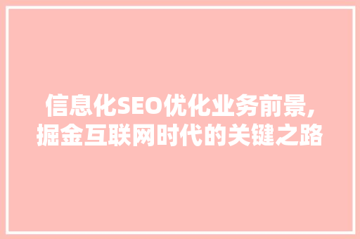 信息化SEO优化业务前景,掘金互联网时代的关键之路