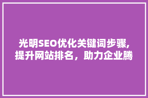 光明SEO优化关键词步骤,提升网站排名，助力企业腾飞