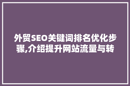 外贸SEO关键词排名优化步骤,介绍提升网站流量与转化率的方法