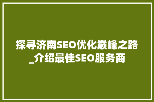 探寻济南SEO优化巅峰之路_介绍最佳SEO服务商  第1张