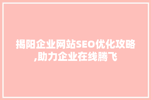 揭阳企业网站SEO优化攻略,助力企业在线腾飞