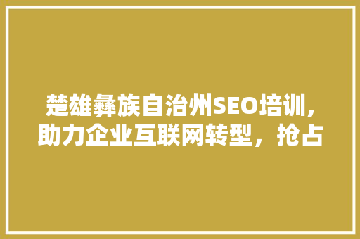 楚雄彝族自治州SEO培训,助力企业互联网转型，抢占市场先机