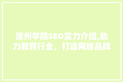 潭州学院SEO实力介绍,助力教育行业，打造网络品牌新高度