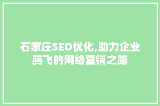 石家庄SEO优化,助力企业腾飞的网络营销之路  第1张