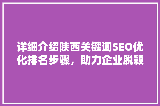 详细介绍陕西关键词SEO优化排名步骤，助力企业脱颖而出