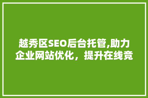 越秀区SEO后台托管,助力企业网站优化，提升在线竞争力