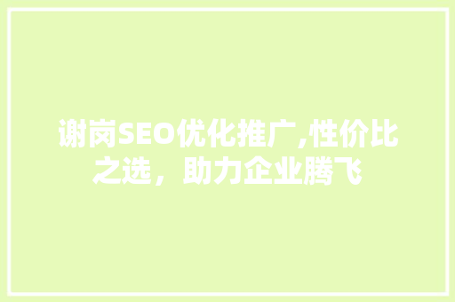 谢岗SEO优化推广,性价比之选，助力企业腾飞  第1张
