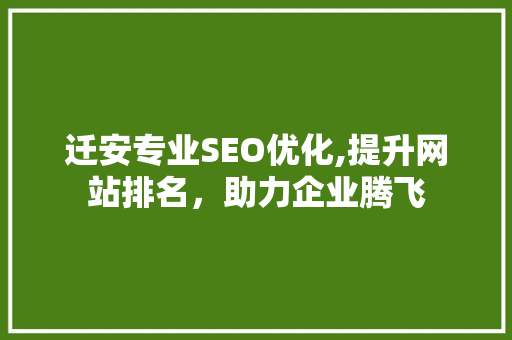 迁安专业SEO优化,提升网站排名，助力企业腾飞  第1张