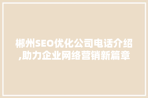 郴州SEO优化公司电话介绍,助力企业网络营销新篇章  第1张