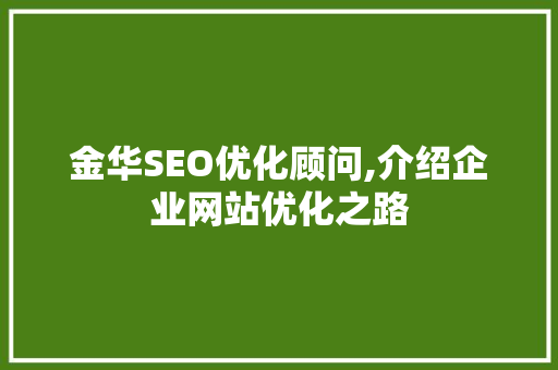金华SEO优化顾问,介绍企业网站优化之路