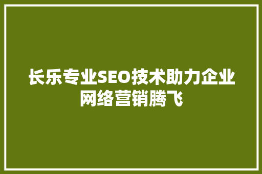 长乐专业SEO技术助力企业网络营销腾飞