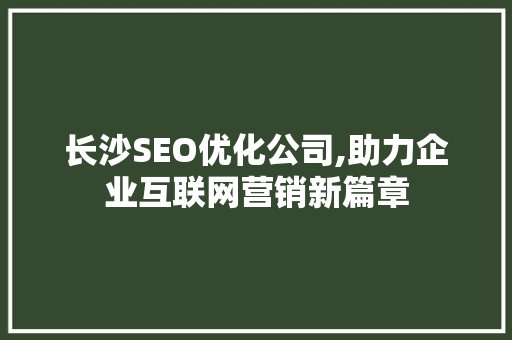 长沙SEO优化公司,助力企业互联网营销新篇章  第1张