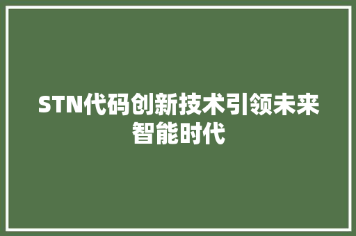 STN代码创新技术引领未来智能时代  第1张