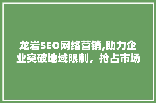 龙岩SEO网络营销,助力企业突破地域限制，抢占市场先机