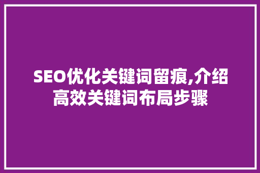 SEO优化关键词留痕,介绍高效关键词布局步骤