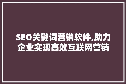 SEO关键词营销软件,助力企业实现高效互联网营销