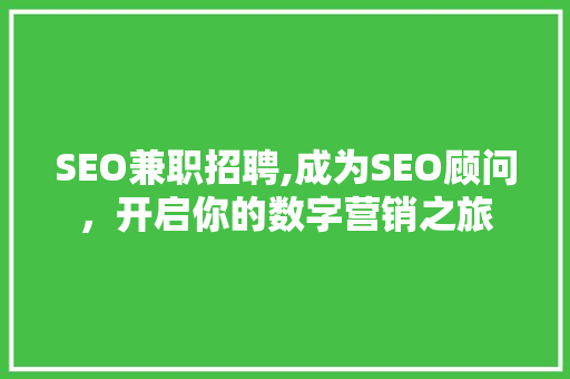 SEO兼职招聘,成为SEO顾问，开启你的数字营销之旅