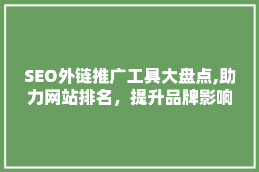 SEO外链推广工具大盘点,助力网站排名，提升品牌影响力