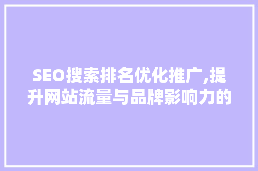SEO搜索排名优化推广,提升网站流量与品牌影响力的方法  第1张