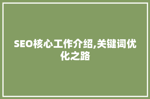SEO核心工作介绍,关键词优化之路  第1张